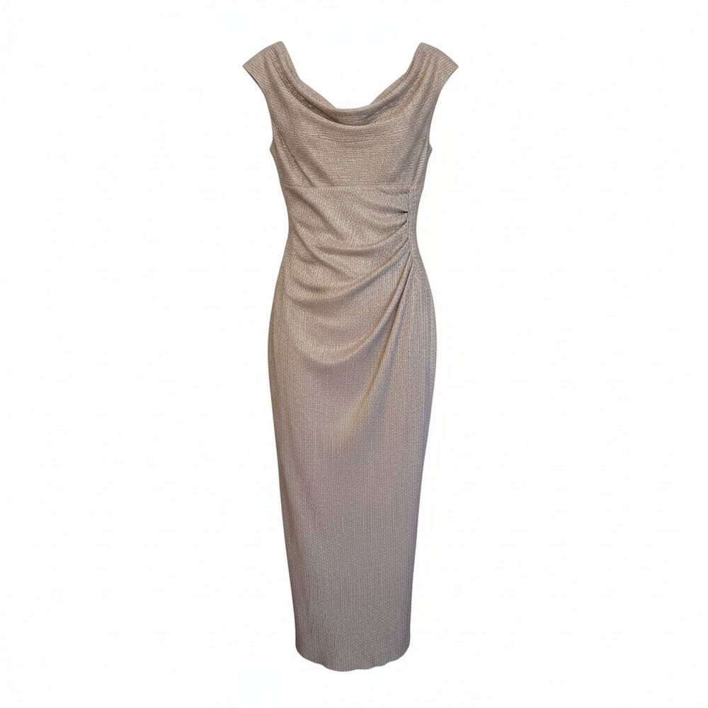 Connected Apparel Gold Textured Formal Evening Dress Size 10